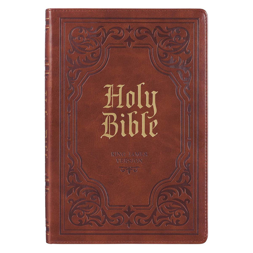 Antiqued Brown Faux Leather Large Print Thinline KJV Bible with Thumb Index