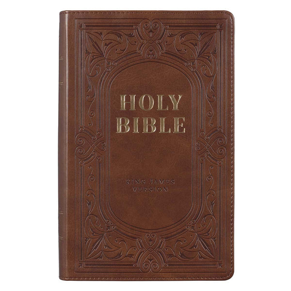 Medium Brown Faux Leather Giant Print Bible with Thumb Index