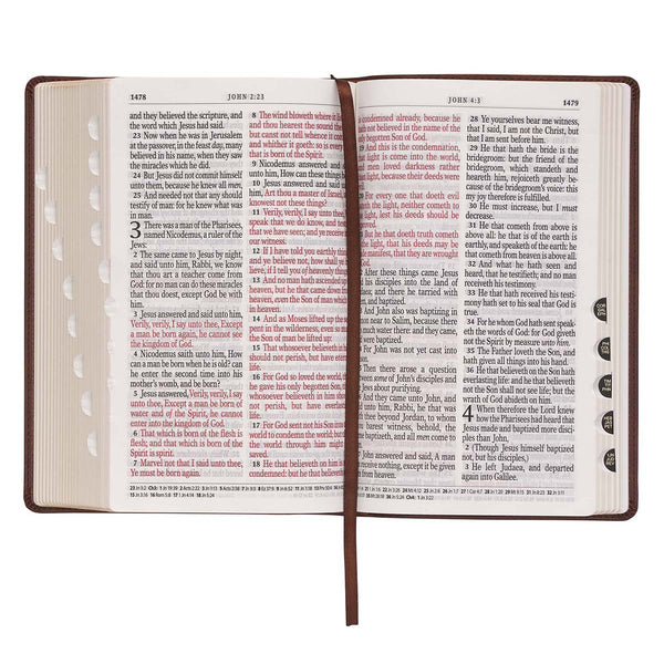 Medium Brown Faux Leather Giant Print Bible with Thumb Index