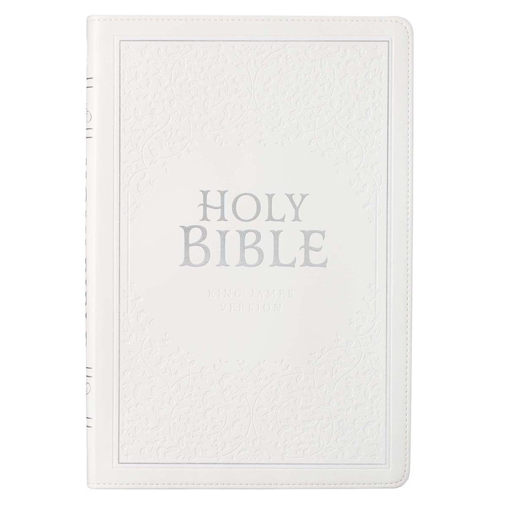 KJV Bible Large Print Thinline - White Faux Leather