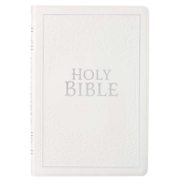 KJV Bible Large Print Thinline - White Faux Leather
