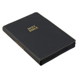 Black Faux Leather Large Print Thinline KJV Bible with Thumb Index and Zippered Closure