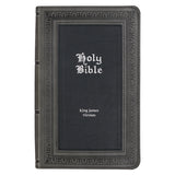 Gray with Black Inlay Faux Leather Giant Print Standard-size KJV Bible with Thumb Indexing