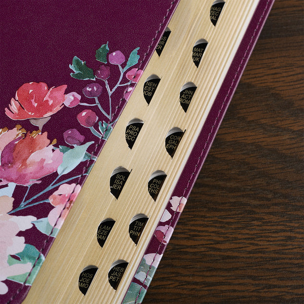 Purple Floral Faux Leather Giant Print Standard-size KJV Bible