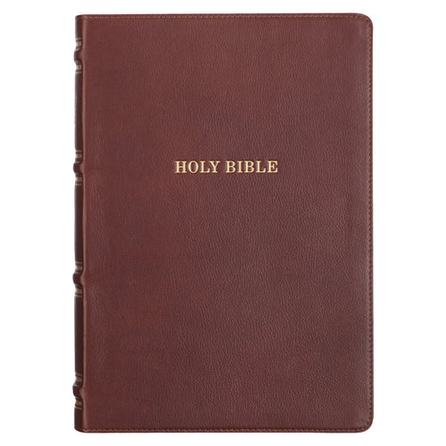 Saddle Tan Full Grain Leather King James Version Study Bible with Thumb Index