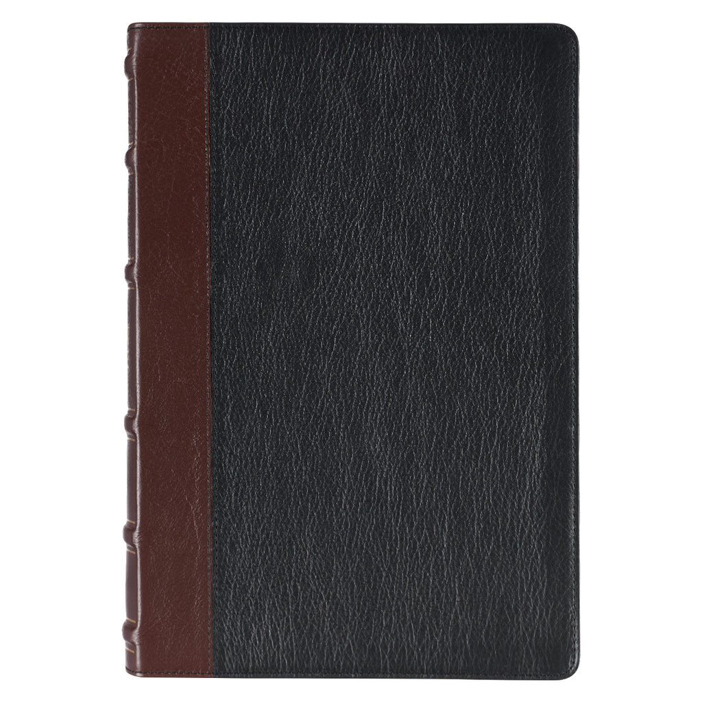 Black and Burgundy Full Grain Leather Large Print King James Version Study Bible with Thumb Index