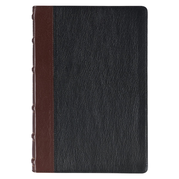 Black and Burgundy Full Grain Leather Large Print King James Version Study Bible with Thumb Index