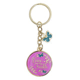 Metal Keyring with Link Chain - Live by Faith