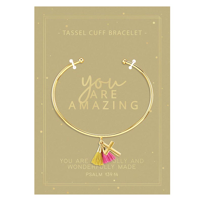 You Are Amazing Tassel Cuff Bracelet