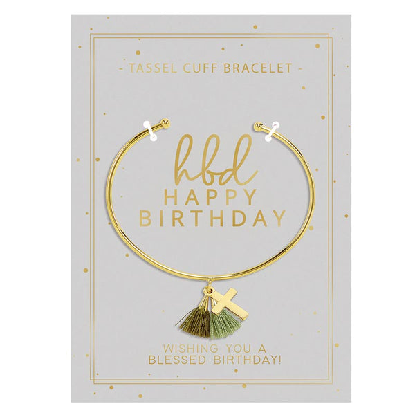 Happy Birthday Tassel Cuff Bracelet