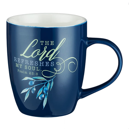 She Speaks with Wisdom Blue Floral Ceramic Coffee Mug - Proverbs 31:26