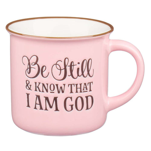 Be Still and Know Pink Camp Style Coffee Mug - Psalm 46:10