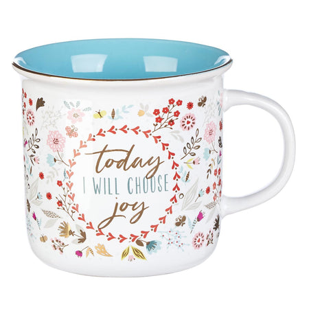 She Speaks with Wisdom Blue Floral Ceramic Coffee Mug - Proverbs 31:26