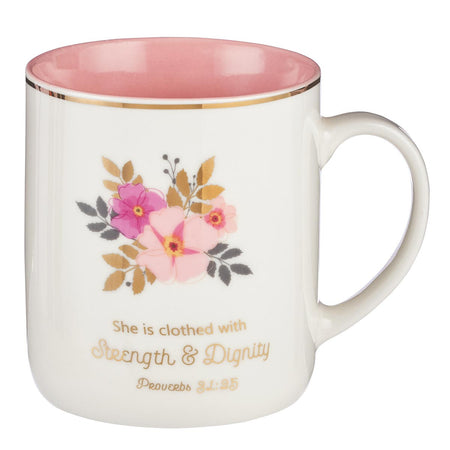 She Speaks with Wisdom Blue Floral Ceramic Coffee Mug - Proverbs 31:26