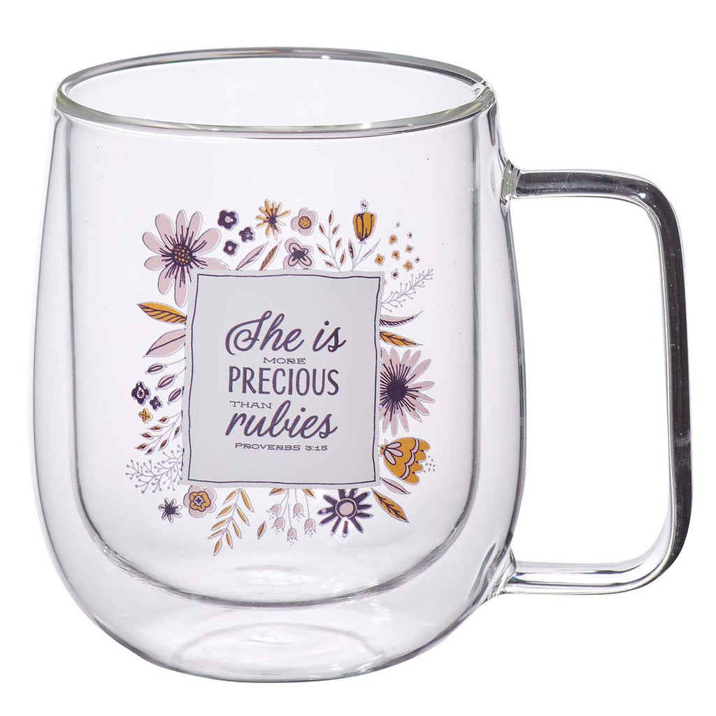 Glass Mug - She is Precious Proverbs 31:15