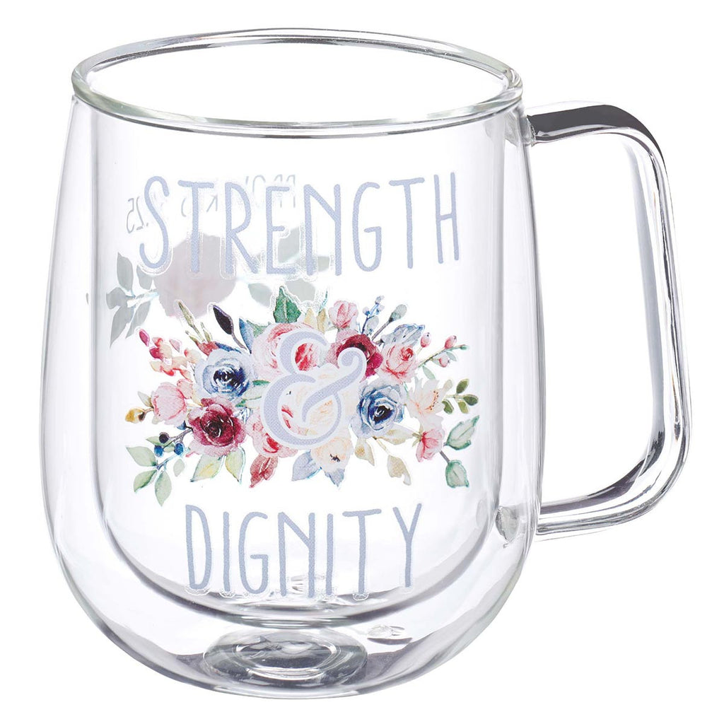 Double-walled Glass Mug - Strength & Dignity Proverbs 31:25
