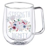 Double-walled Glass Mug - Strength & Dignity Proverbs 31:25