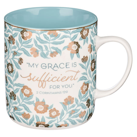 She Speaks with Wisdom Blue Floral Ceramic Coffee Mug - Proverbs 31:26