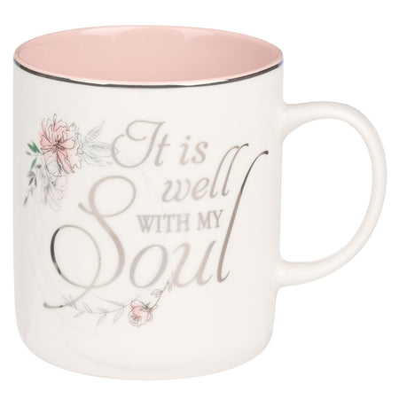 Trust In The Lord Blush Pink Floral Ceramic Mug - Proverbs 3:5