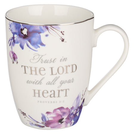She Speaks with Wisdom Blue Floral Ceramic Coffee Mug - Proverbs 31:26