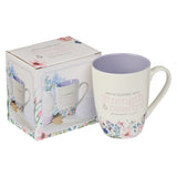 Strength & Dignity Purple Floral Ceramic Coffee Mug - Proverbs 31:25