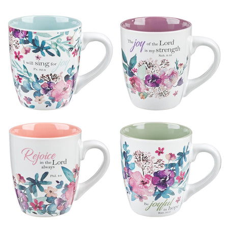 She Speaks with Wisdom Blue Floral Ceramic Coffee Mug - Proverbs 31:26