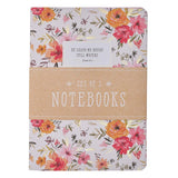 Large Notebook Set - He Leads Me Pink Floral Psalm 23:2