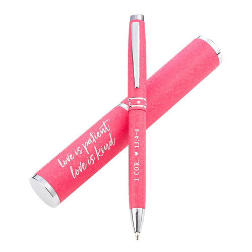 Pink Gift Pen – Love Is Patient, Love Is Kind 1 Corinthians 13:4–8