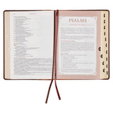 Two-tone Espresso and Toffee Brown Faux Leather Spiritual Growth Bible