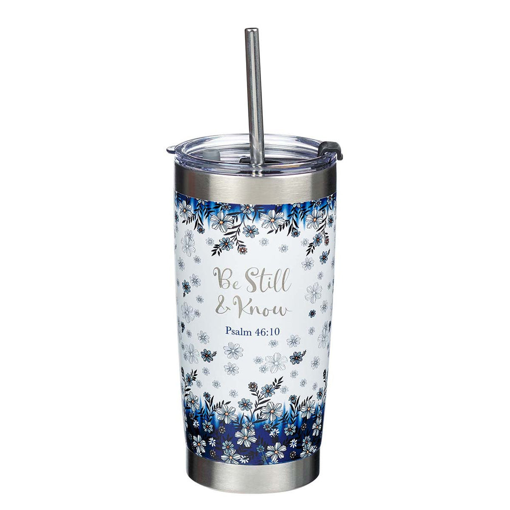 Insulated Mug with Reusable Stainless Steel Straw - Be Still & Know