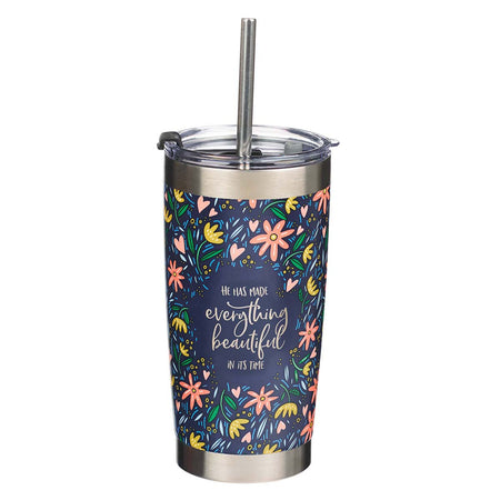 White Camp Style Stainless Steel Mug - Strong & Courageous Joshua 1:9