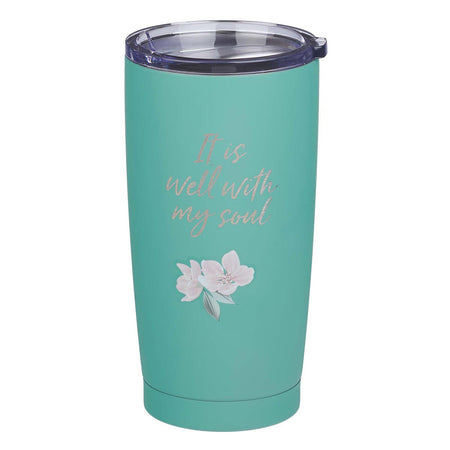 Be Still Teal Meadow 40 Oz Tumbler with Reusable Straw - Psalm 46:10