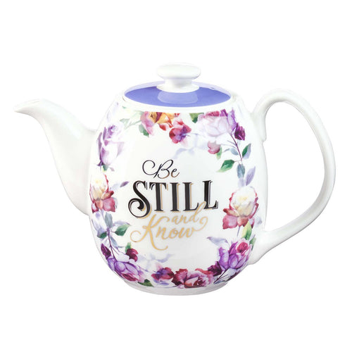 Be Still and Know Teapot in Purple - Psalm 46:10