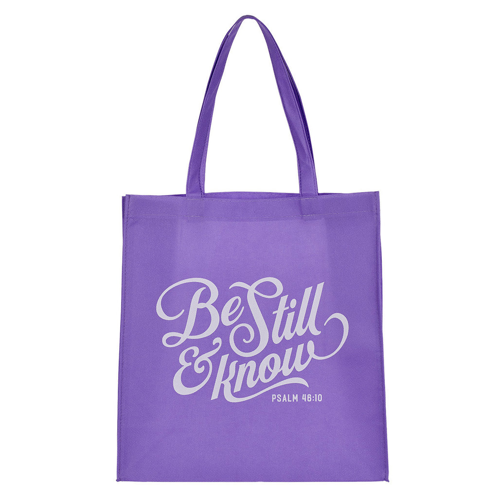 Be Still Lavender Shopping Tote Bag - Psalm 46:10