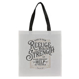 Refuge and Strength Black and White Shopping Tote Bag - Psalm 46:1