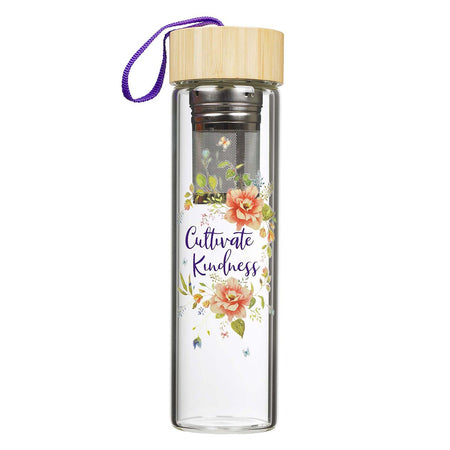 My Grace Glass Water Bottle with Bamboo Lid and Sleeve - 2 Corinthians 12:9