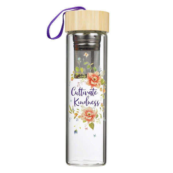 Cultivate Kindness Glass Infuser Water Bottle