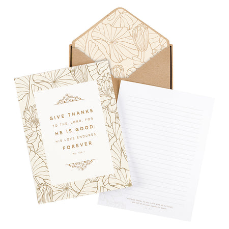 Trust in the Lord Blue Floral Writing Paper and Envelope Set - Proverbs 3:5