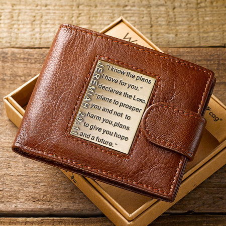 Genuine Leather Wallet - I Know The Plans Golden Tan