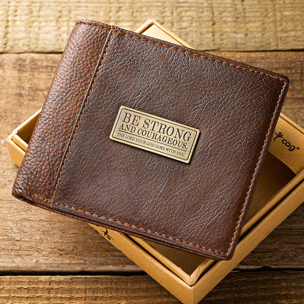Wallet: Two-Tone Genuine Leather Strong and Courageous