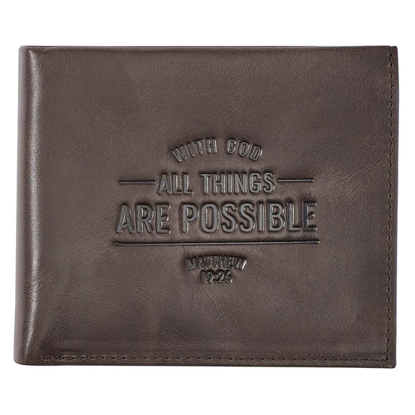 Genuine Leather Wallet - With God All Things Are Possible Br