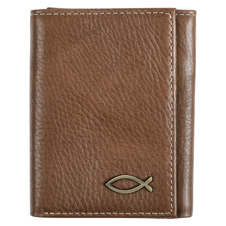 Seek First the Kingdom Saddle Tan Genuine Leather Wallet - Matthew 6:33