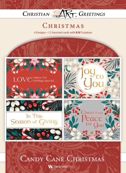 Christmas - Candy Cane Christmas, (KJV) - Box of 12 - Assorted Boxed Greeting Cards