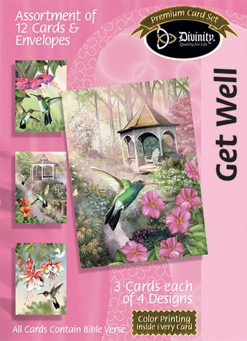 Boxed Cards: Get Well, Hummingbirds - KJV