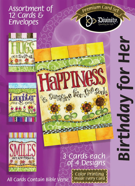 Boxed Cards: Birthday For Her, Happiness: Scripture