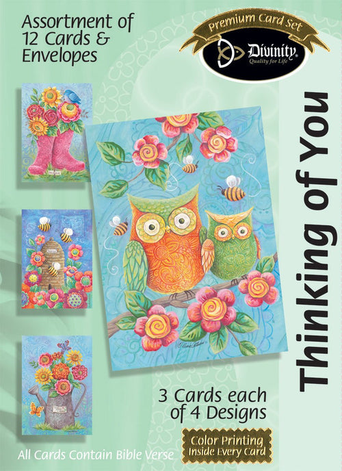 Boxed Cards: Thinking Of You, Owls & Boots - KJV