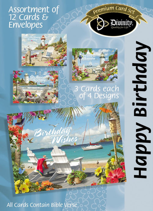 Boxed Cards: Happy Birthday, A. Giana, Coastal Adirondack Chairs