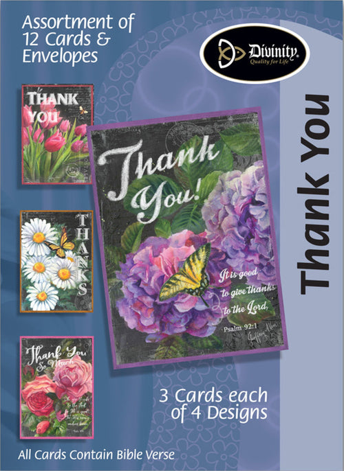 Boxed Cards: Thank You-Chalk Flowers & Butterflies - KJV