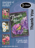 Boxed Cards: Thank You-Chalk Flowers & Butterflies - KJV