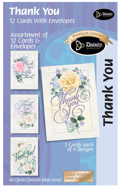 Boxed Cards: Thank You, Script & Roses